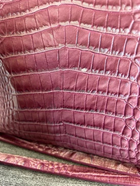 Brahmin Croc-Embossed Satchel Bag - pink medium Duxbury - Picture 5 of 6
